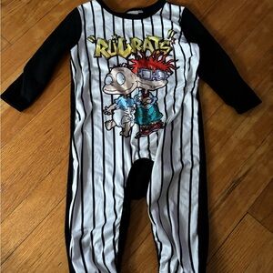 Nickelodeon Rugrats Pinstripe Footie Romper - Black, White & Yellow